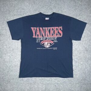Trench Ultra T Shirt Men XL Navy Blue 1993 Vintage Yankees MLB Single Stitch USA